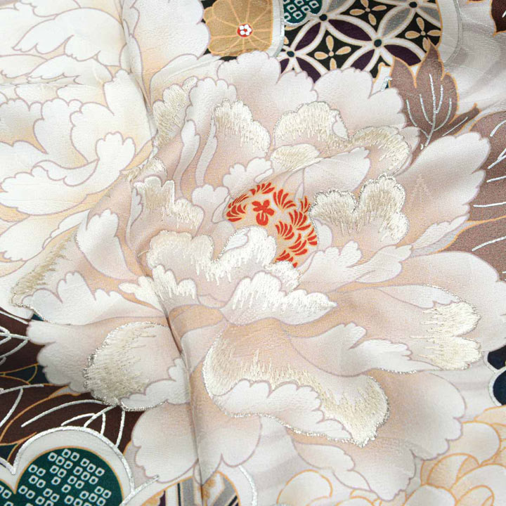 未仕立て 振袖 22点セット「濃紺 流水菊牡丹」仮絵羽 振り袖 正絹 着物 ブランド振袖 成人式 結婚式 結納 パーティー 晴れ着 【メール便不可】