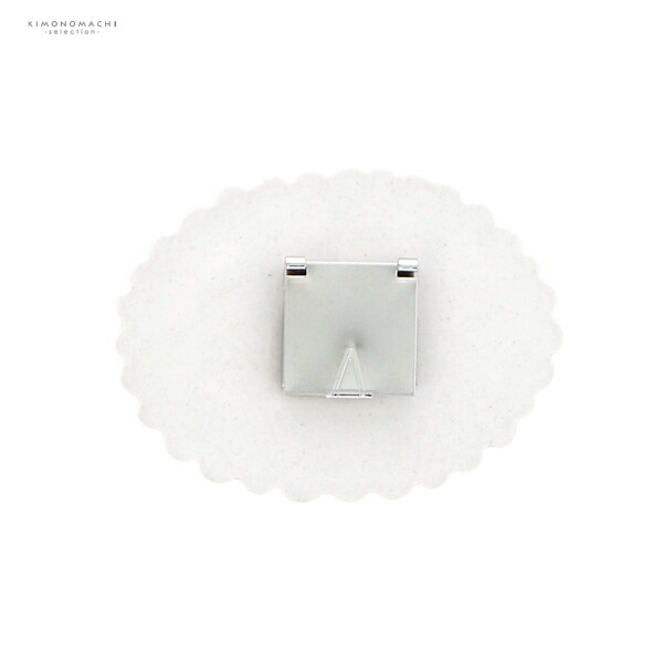 帯留め 単品 和風館「白×青　フラワー」日本製 マヨルカ柄 帯飾り 和装小物 浴衣 着物 カジュアル 成人式 振袖【メール便不可】