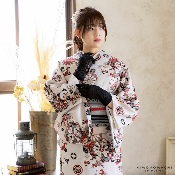 レース手袋 レディース 手袋 単品「ブラック・ホワイト」フリーサイズ 21.0cm〜22.0cm フラワーレース 女性 洒落小物 和装小物 着物 和装 洋装 和洋兼用 ウエディング ブライダル アクセサリー 披露宴 パーティー グローブ 和洋折衷【メール便対応可】