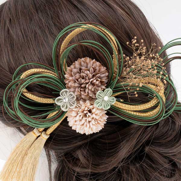 成人式 髪飾り 卒業式 コームとUピンの2点セット 「胡桃・松かさ マム