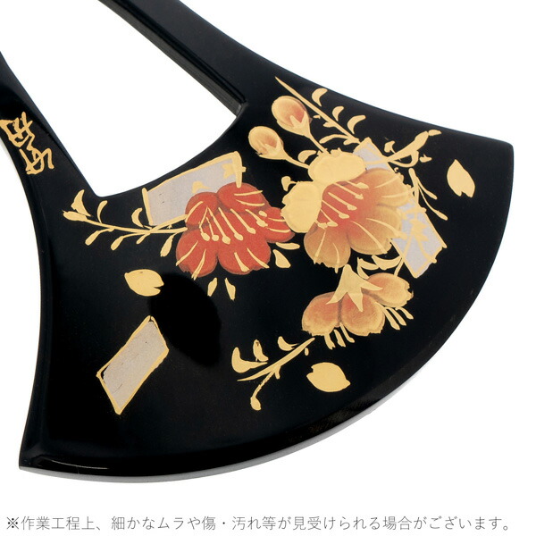 銀杏型かんざし 単品「黒色・べっ甲調 枝垂れ桜に短冊 L23-002