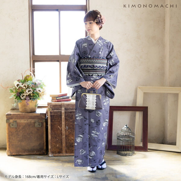 KIMONOMACHI 洗える着物 セット「袷着物：アフタヌーンティー