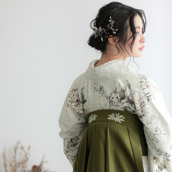 袴 単品「オリーブ　南天」卒業式 袴 レディース 行燈袴 S・M・L・LL/2L・3Lサイズ 刺繍入り 女性用袴単品【メール便不可】