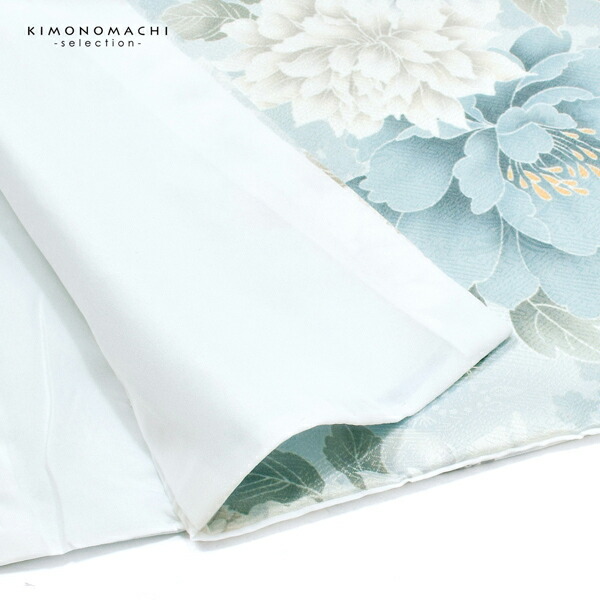 二尺袖着物 単品「牡丹に菊 ベビーブルー」お仕立て上がり レディース 洗える着物 二尺袖 着物 袴に合わせて 卒業式 謝恩会に【メール便不可】 二尺袖着物 単品「牡丹に菊 ベビーブルー」お仕立て上がり レディース