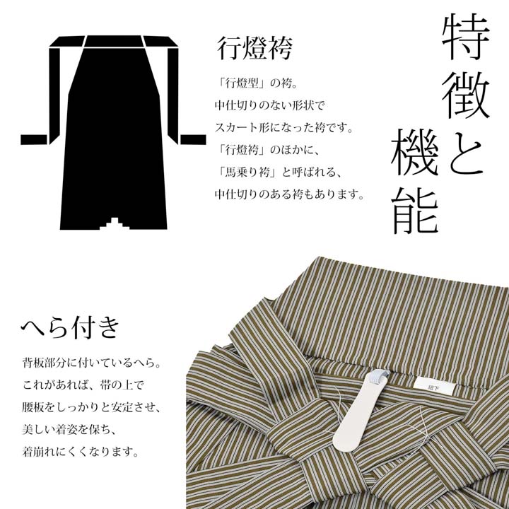 男性 袴 縞袴 行灯袴 単品「緑両子持縞」S/M/L/LL サイズ 卒業式 成人式 稽古 紳士 おとこ 着物 結婚式 メンズ【メール便不可】