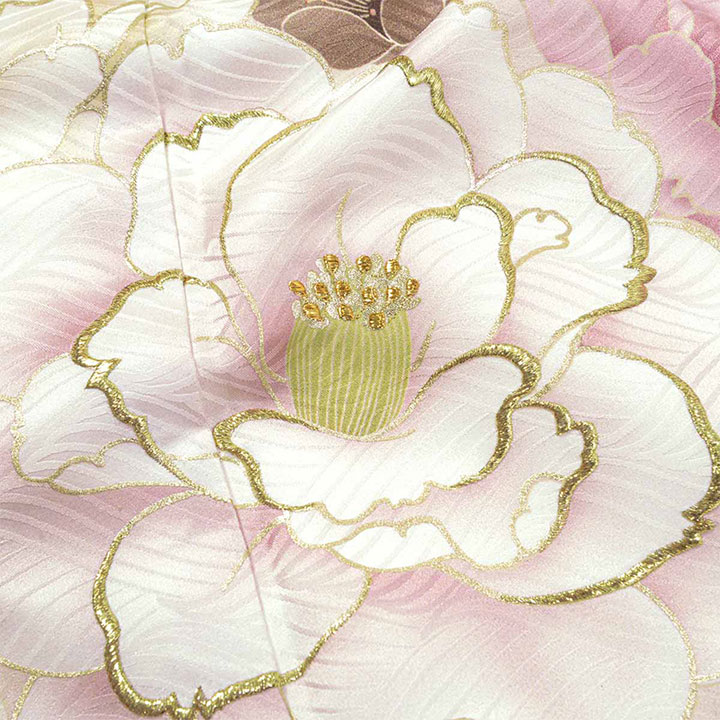 未仕立て 振袖 22点セット「なえなのの振袖 桜鼠 椿に梅」仮絵羽