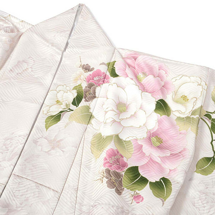B212☆送料込み❣️仮絵羽 未仕立て 振袖 貝桶に花模様 刺繍 八掛付き❣️ soubien_fuset035m-7451