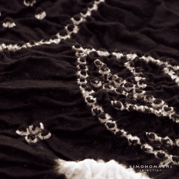 絞り浴衣反物「若葉 黒茶」女性浴衣 レディース浴衣 絞り浴衣 綿浴衣 未仕立て【メール便不可】