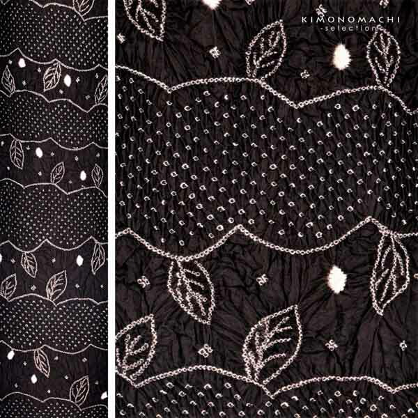 絞り浴衣反物「若葉 黒茶」女性浴衣 レディース浴衣 絞り浴衣 綿浴衣 未仕立て【メール便不可】