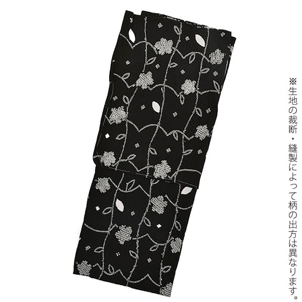 お仕立て上がり絞り浴衣単品「フラワータペストリー　黒」有松絞り 女性浴衣単品 レディース浴衣単品 綿 お仕立て上がり浴衣 yukata(メール便不可)の画像