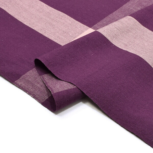 伊勢木綿 洗える着物 単品「格子京紫×桜色」お仕立て上がり 木綿きもの