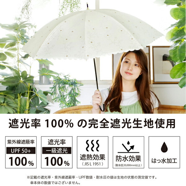 日傘 長傘 晴雨兼用「遮光ラインフラワー(2413)」遮光 遮熱 撥水 はっ