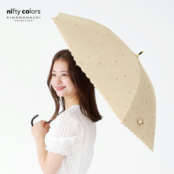 ビューランス フラワーラインデザイン ホワイト 晴雨兼用日傘