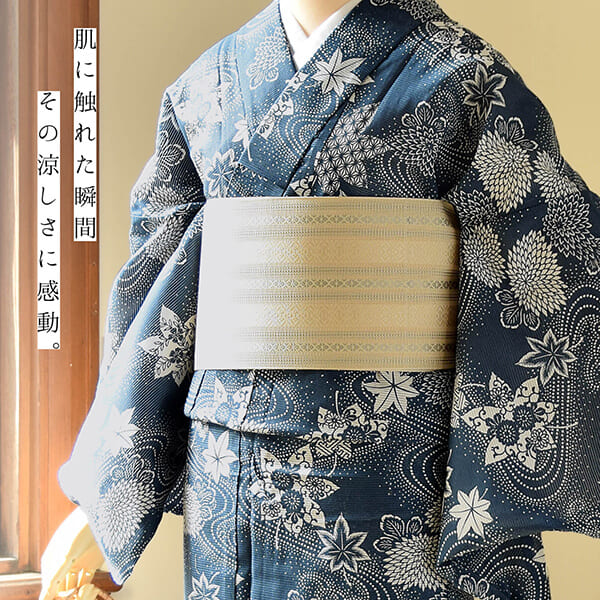 浴衣 レディース 単品 お仕立て上がり浴衣 綿絽浴衣「流水、菊楓