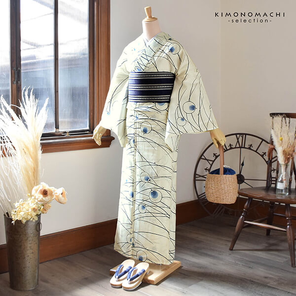 浴衣 レディース 単品 お仕立て上がり浴衣 綿絽浴衣「蛍 さび紺」えん