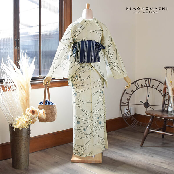 浴衣 レディース 単品 お仕立て上がり浴衣 綿絽浴衣「蛍 さび紺」えん