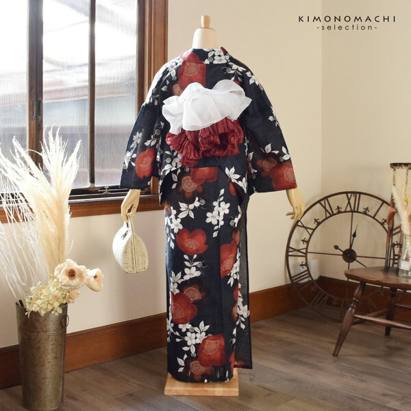 浴衣 レディース 女性浴衣単品 九重×中村里砂「濡羽色 抱え咲き梅」F