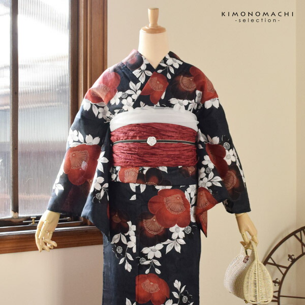 浴衣 レディース 女性浴衣単品 九重×中村里砂「濡羽色 抱え咲き梅」F