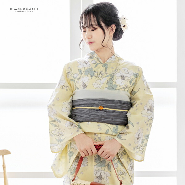 浴衣 レディース 女性浴衣単品 「レモンシフォン アネモネ」Fサイズ