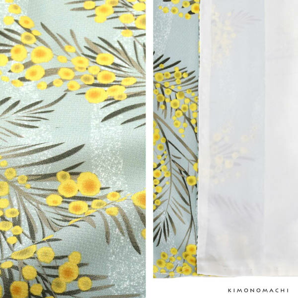 袴 セット 卒業式 女性 4点セット「二尺袖：ミモザに立涌 錆青磁色＋袴