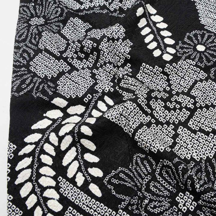 未仕立て 振袖 22点セット「総絞り 黒 牡丹に藤」仮絵羽 振り袖 正絹 着物 ブランド振袖 成人式 結婚式 結納 パーティー 晴れ着 【メール便不可】