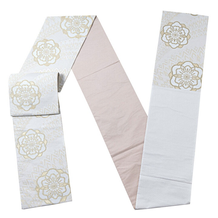 S*O様 袋帯 白 金 ゴールド 花 S*O様 袋帯 白 金 ゴールド 花 obi389m-3631_1.jpg