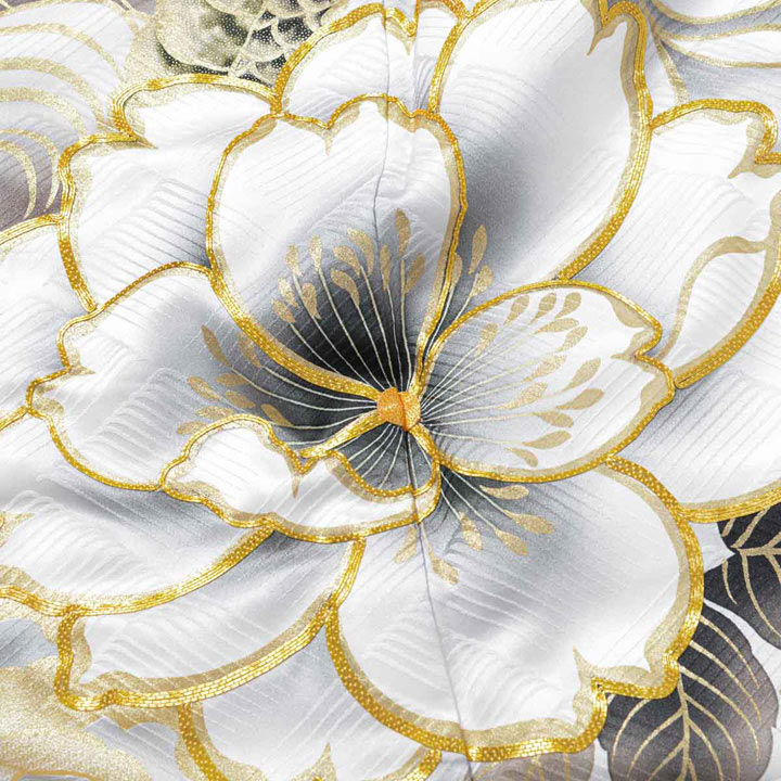 未仕立て 振袖 22点セット「Precious 白灰 桜に龍と荒波」仮絵羽 振り袖 正絹 着物 ブランド振袖 成人式 結婚式 結納 パーティー 晴れ着 【メール便不可】