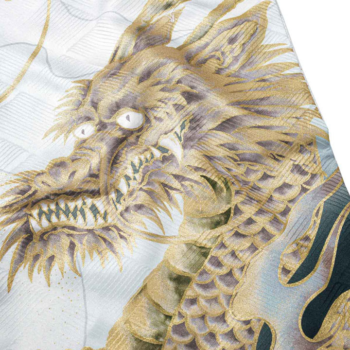 未仕立て 振袖 22点セット「Precious 白灰 桜に龍と荒波」仮絵羽 振り袖 正絹 着物 ブランド振袖 成人式 結婚式 結納 パーティー 晴れ着 【メール便不可】