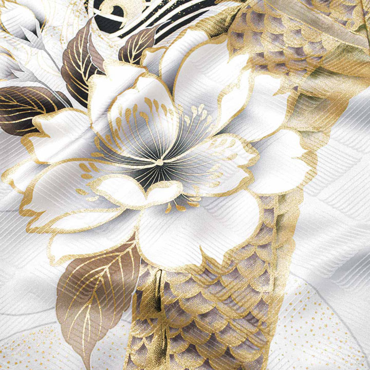 未仕立て 振袖 22点セット「Precious 白灰 桜に龍と荒波」仮絵羽 振り袖 正絹 着物 ブランド振袖 成人式 結婚式 結納 パーティー 晴れ着 【メール便不可】