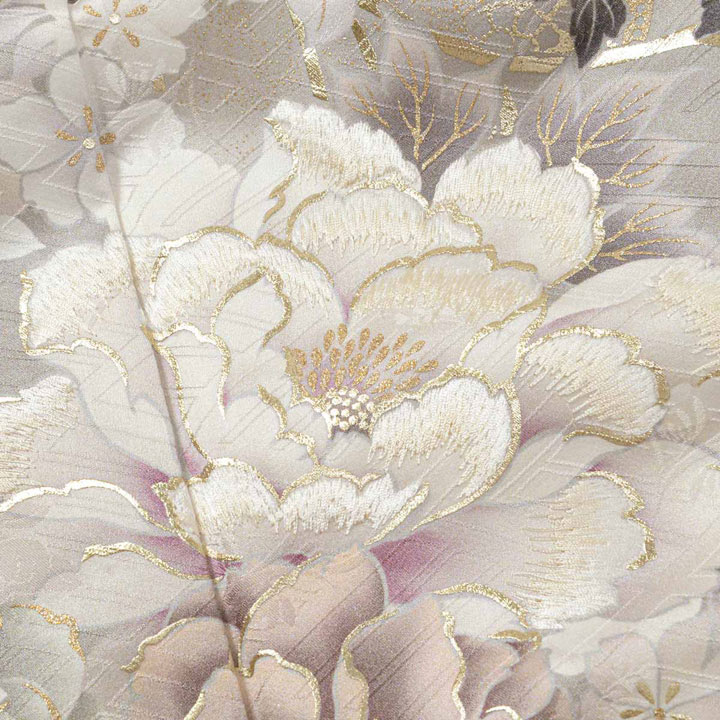 未仕立て 振袖 22点セット「SIA グレー 百合に花丸文」仮絵羽 振り袖 正絹 着物 ブランド振袖 成人式 結婚式 結納 パーティー 晴れ着 【メール便不可】