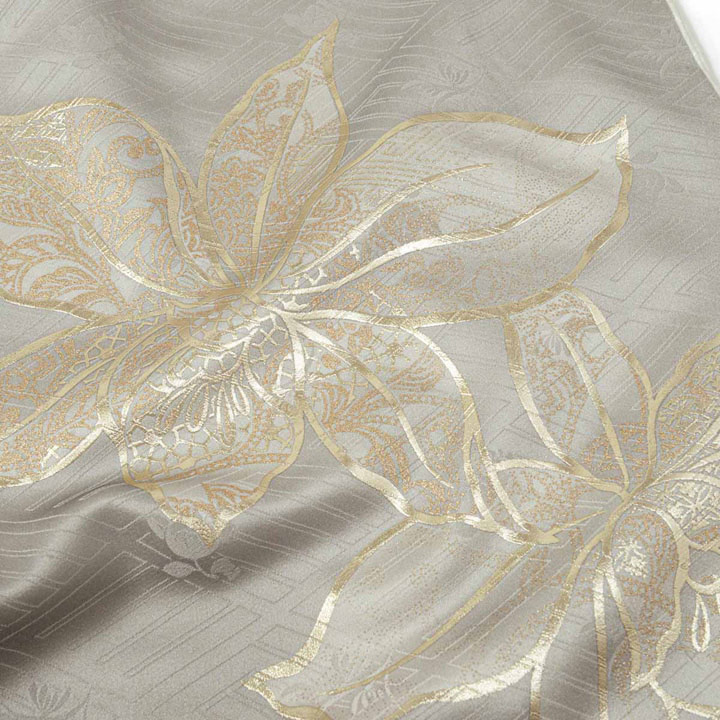 未仕立て 振袖 22点セット「SIA グレー 百合に花丸文」仮絵羽 振り袖 正絹 着物 ブランド振袖 成人式 結婚式 結納 パーティー 晴れ着 【メール便不可】