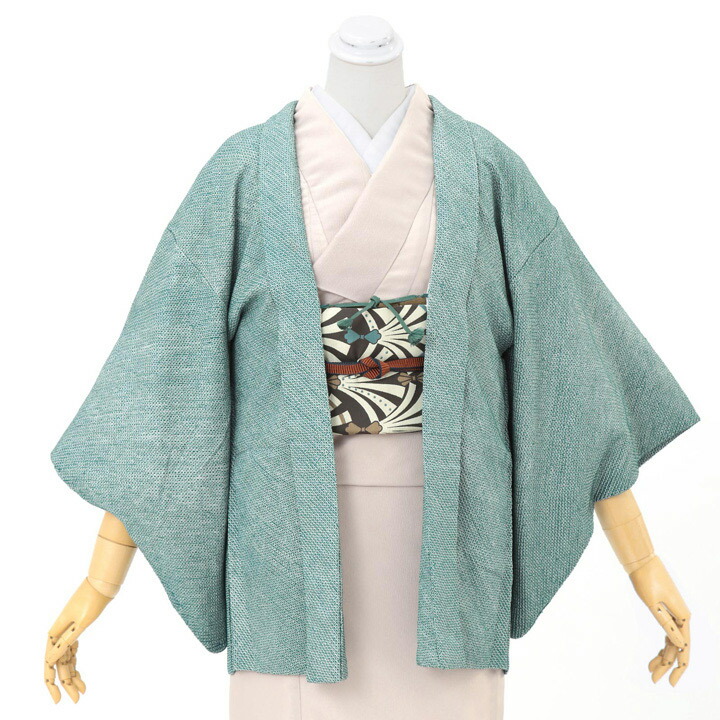 (中古品)羽織「水浅葱色 鹿の子絞り」正絹 絞り 羽織り(メール便不可)ss2503hor10