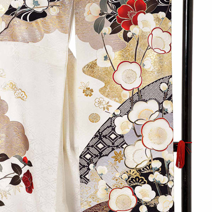 未仕立て 振袖 22点セット「SACRA 白 梅椿に霞」仮絵羽 振り袖 正絹 着物 ブランド振袖 成人式 結婚式 結納 パーティー 晴れ着 【メール便不可】