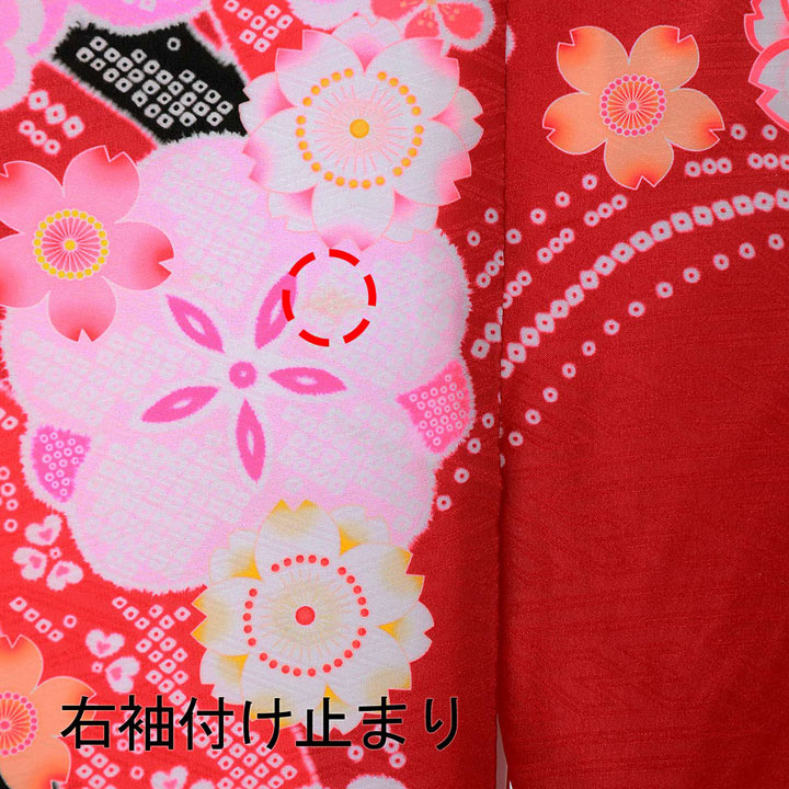 【中古品】仕立て上がり 振袖「流水に桜牡丹　赤」貸衣装処分 レンタル処分品 成人式【メール便不可】