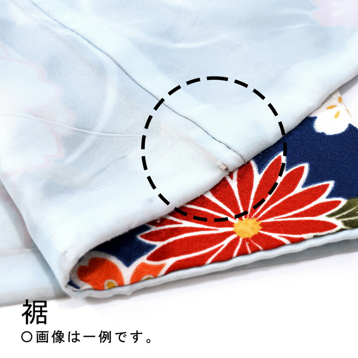 (中古品)仕立て上がり 振袖「流水に桜と菊 濃青色」貸衣装処分 レンタル処分品 成人式(メール便不可)_6
