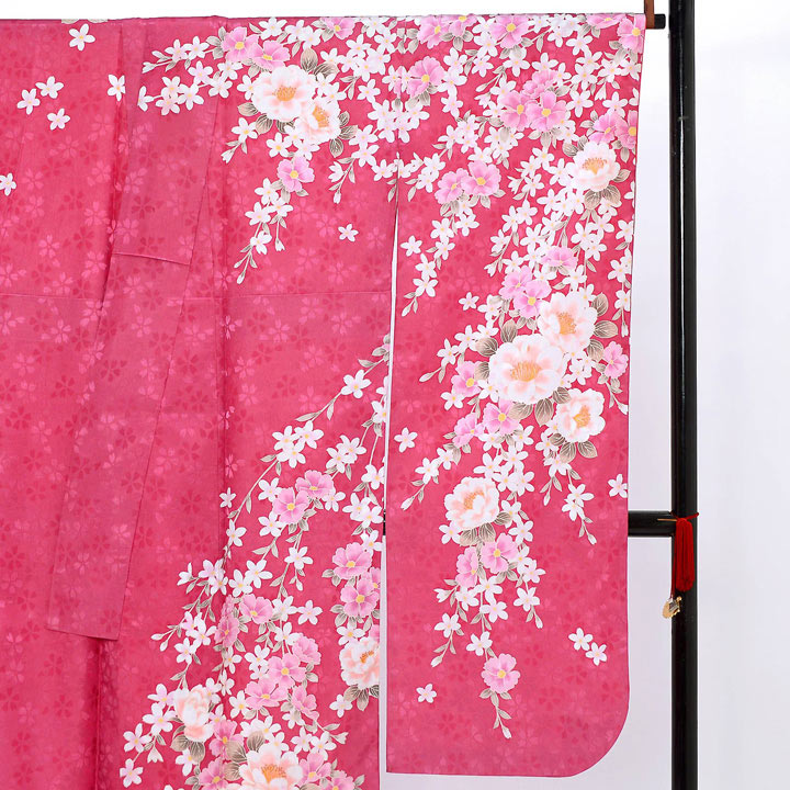 【中古品】仕立て上がり 振袖「桃の花 アザレアピンク」貸衣装処分 レンタル処分品 成人式【メール便不可】