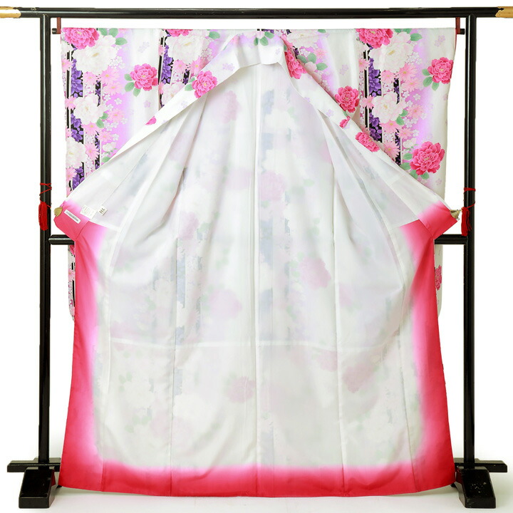 (中古品)仕立て上がり 振袖「花尽くし 白」貸衣装処分 レンタル処分品 成人式(メール便不可)ss2512fml20_2