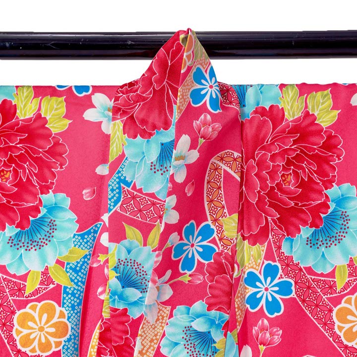 (中古品)仕立て上がり 振袖「熨斗に牡丹と桜 紅赤色」貸衣装処分 レンタル処分品 成人式(メール便不可)ss2512fml20_4