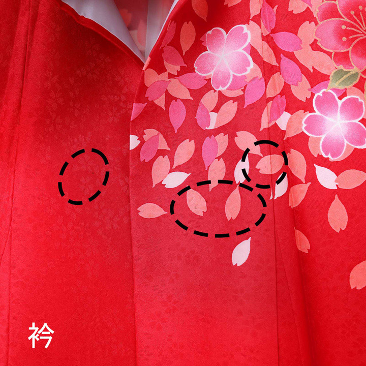 【中古品】仕立て上がり 振袖「小桜地模様　桜吹雪　黒　赤」貸衣装処分 レンタル処分品 成人式【メール便不可】