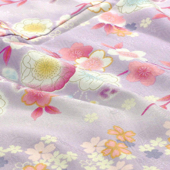中古品)仕立て上がり 振袖「しだれ桜 水面 淡紅藤色」貸衣装処分