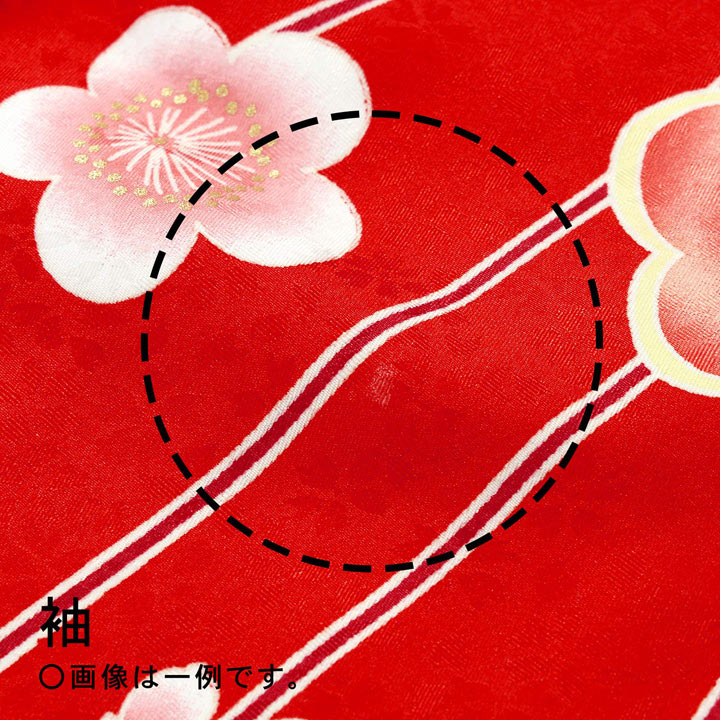 (中古品)仕立て上がり 振袖「花薬玉 季節の花 緋色」貸衣装処分 レンタル処分品 成人式(メール便不可)_5