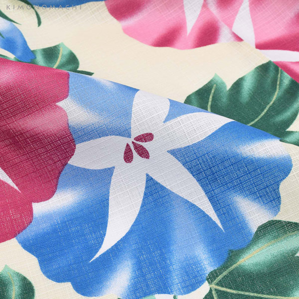 KIMONOMACHI 浴衣 レディース 単品「朝顔 青と紫」3L/4L 大きいサイズ