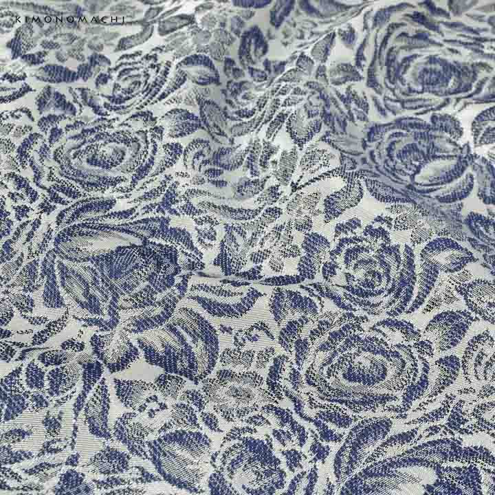 袴 セット 卒業式 女性 4点セット「二尺袖：ブルー ジャガード織×薔薇