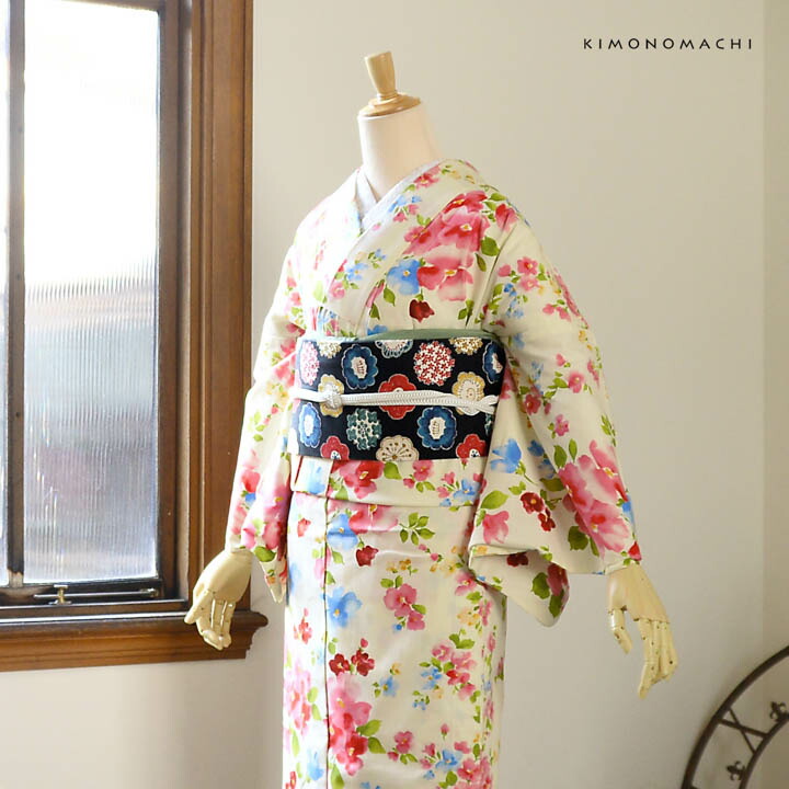 KIMONOMACHI 洗える着物 木綿着物と木綿名古屋帯の2点セット KIMONOMACHI 洗える着物 木綿着物と木綿名古屋帯の2点セット