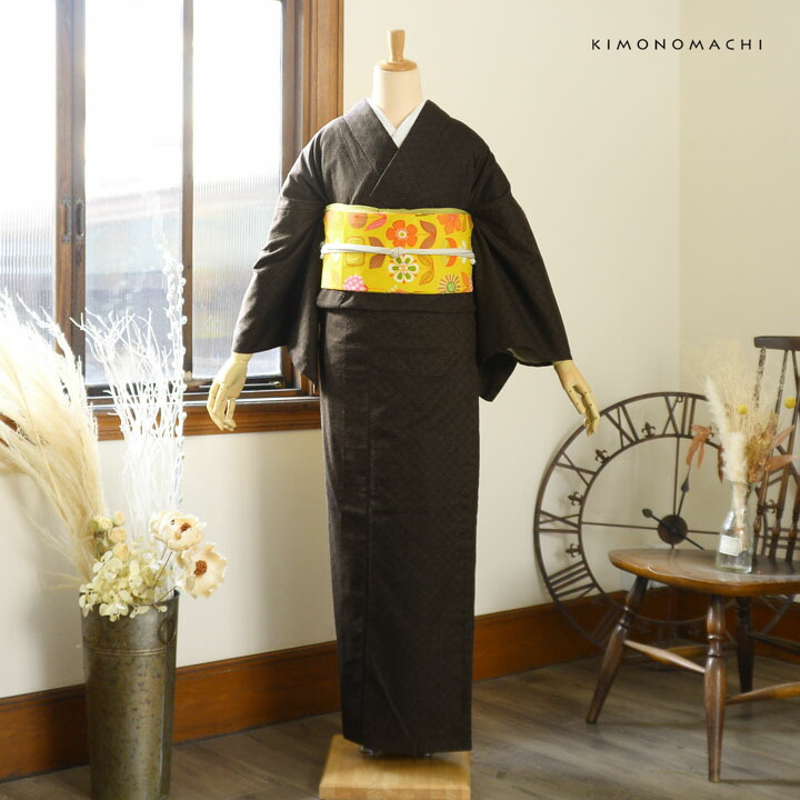 KIMONOMACHI 洗える着物 木綿着物と木綿名古屋帯の2点セット「木綿着物