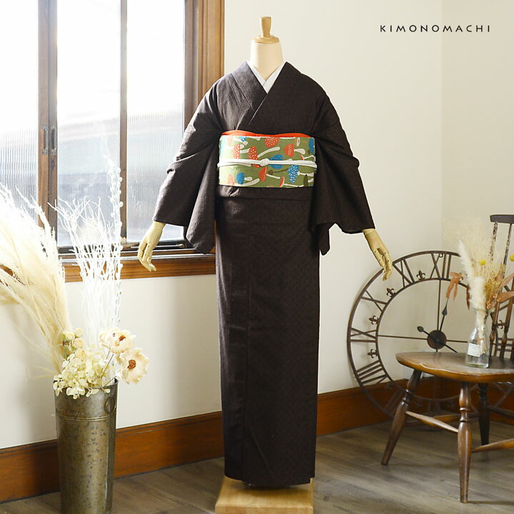 KIMONOMACHI 洗える着物 木綿着物と木綿名古屋帯の2点セット「木綿着物