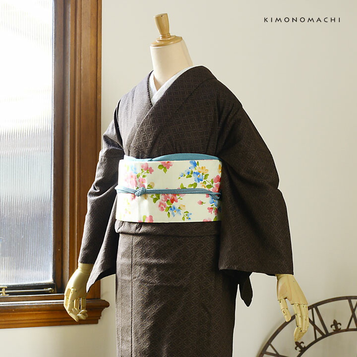 KIMONOMACHI 洗える着物 木綿着物と木綿名古屋帯の2点セット「木綿着物