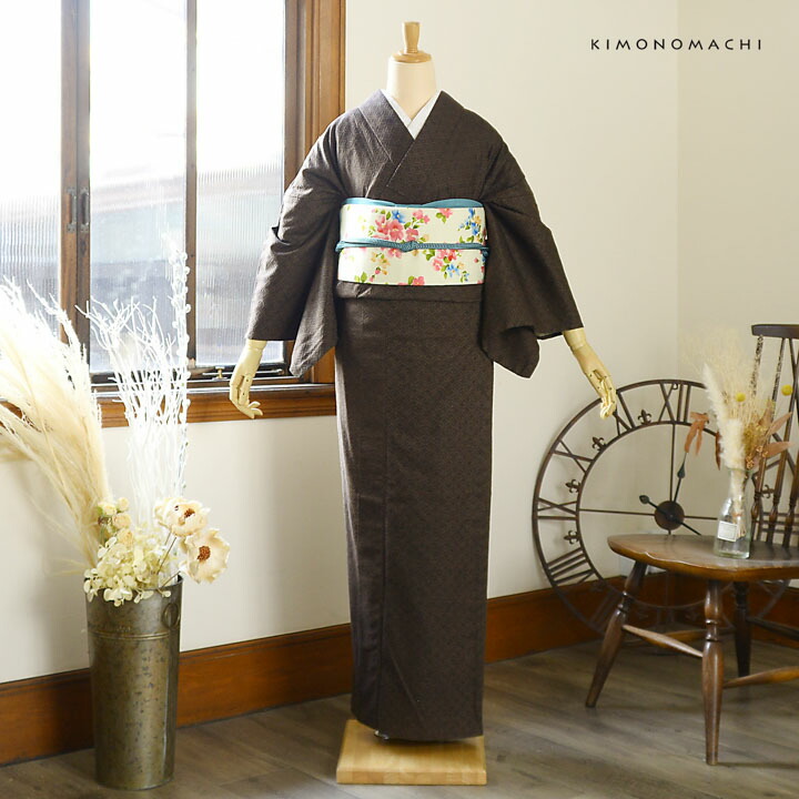 KIMONOMACHI 洗える着物 木綿着物と木綿名古屋帯の2点セット「木綿着物