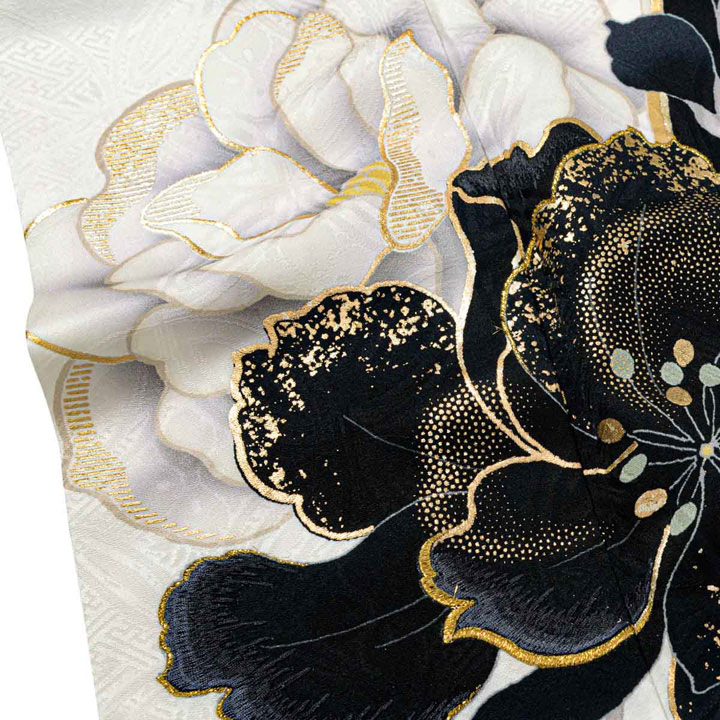 未仕立て 振袖 22点セット「星乃夢奈 白ｘ黒 牡丹」仮絵羽 振り袖 正絹 着物 ブランド振袖 成人式 結婚式 結納 パーティー 晴れ着 【メール便不可】