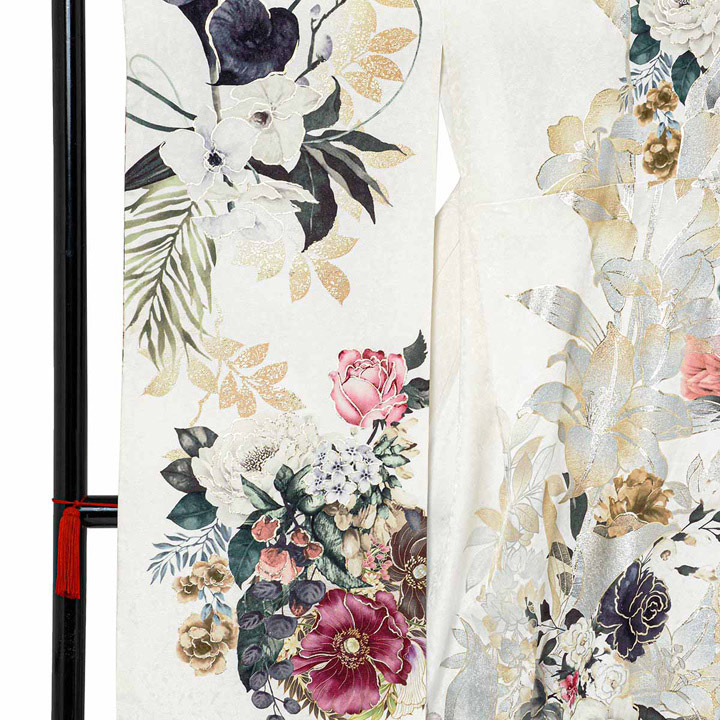 未仕立て 振袖 22点セット「FURURU 白 洋花のリース」仮絵羽 振り袖 正絹 着物 ブランド振袖 成人式 結婚式 結納 パーティー 晴れ着 【メール便不可】